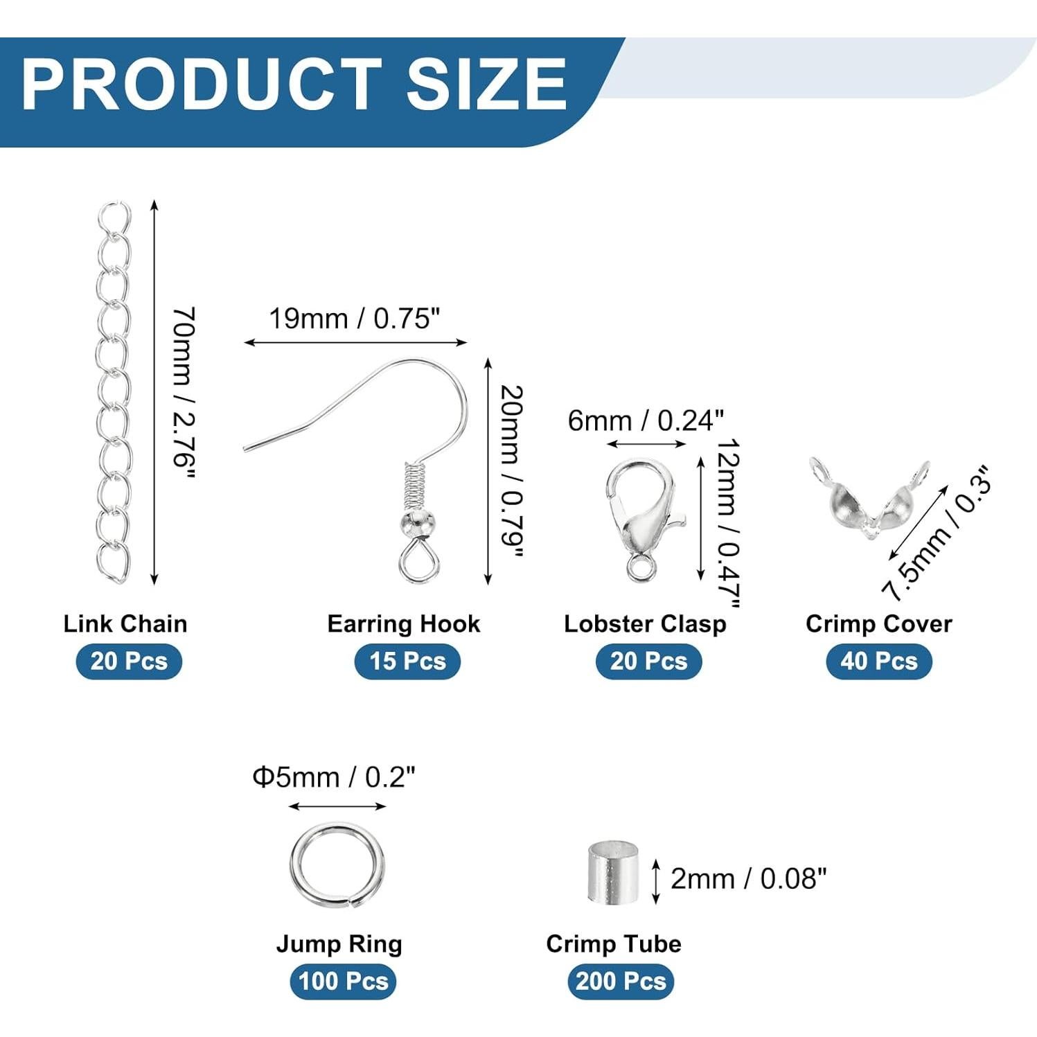 Kit de Fabricación de Joyas uxcell 395 Piezas Plata DIY