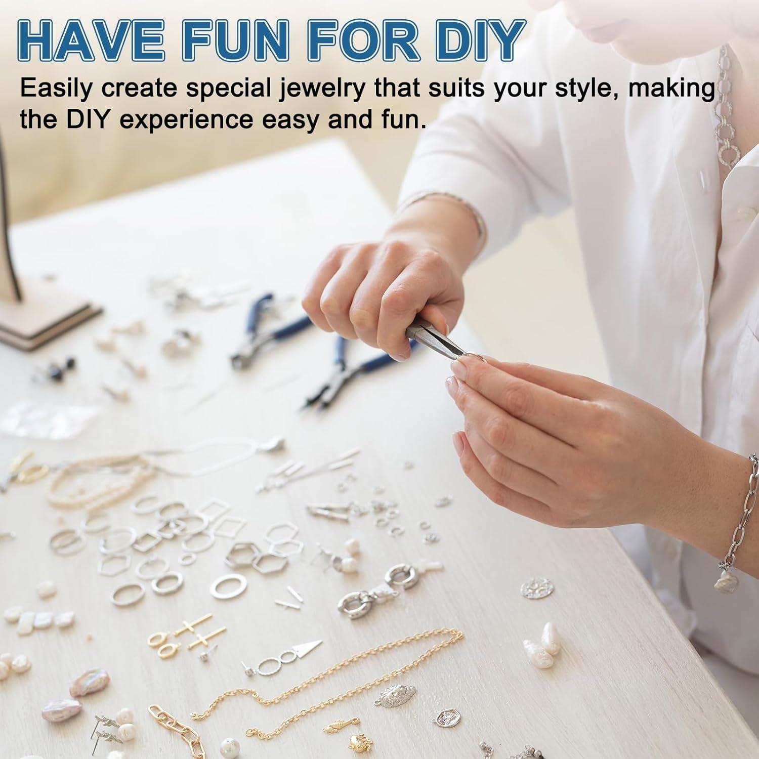 Kit de Fabricación de Joyas uxcell 395 Piezas Plata DIY