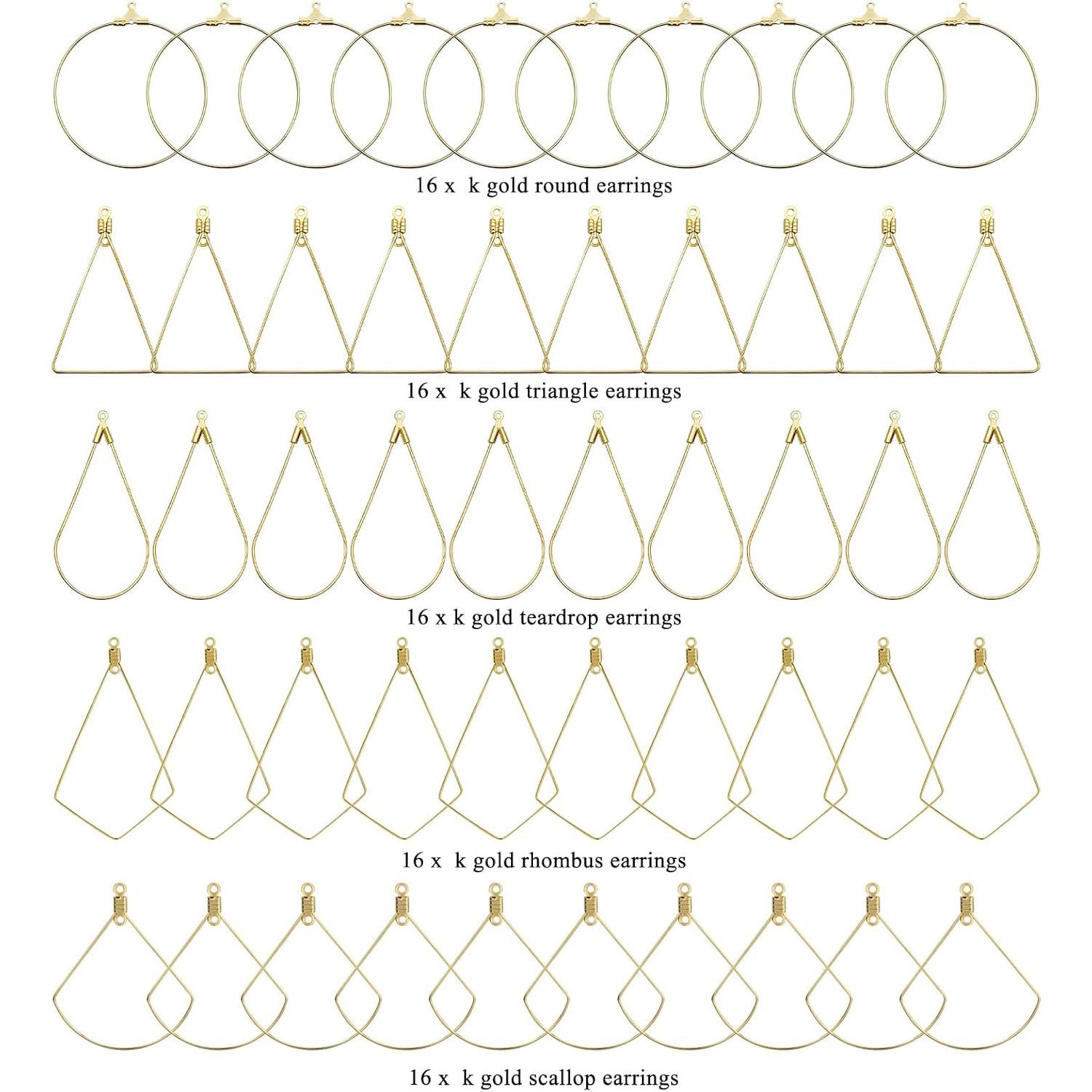 Kit de Aros de Aretes YaeYur 80 Piezas Geométricos DIY