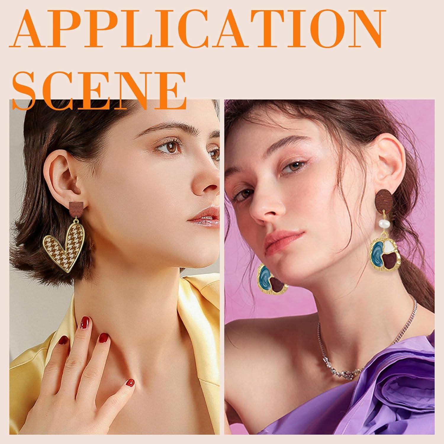 60 Studs de Pendientes de Madera Oubaka con 100 Respaldos DIY