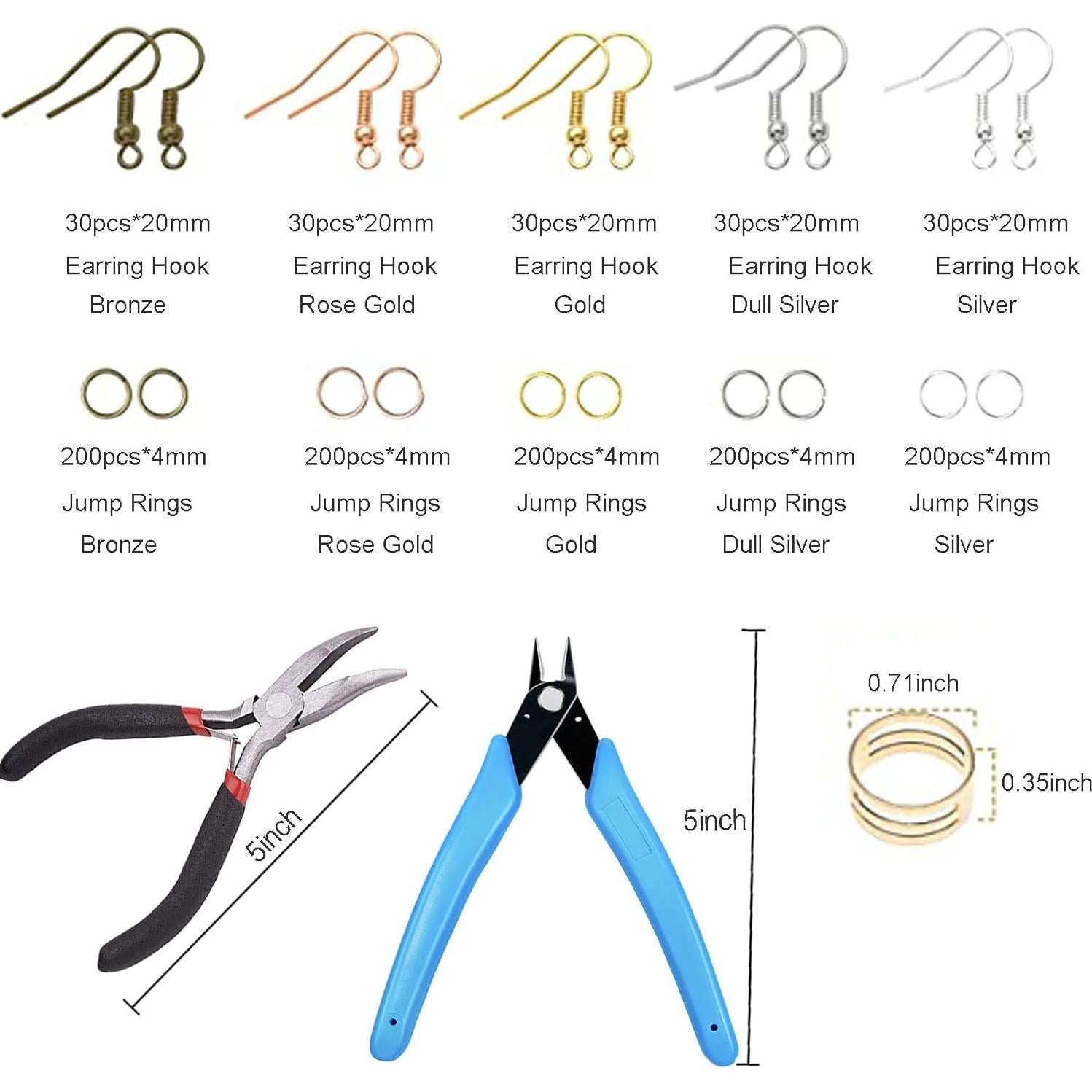 Kit de Ganchos para Pendientes Tazanma 1150 Piezas Hipoalergénico