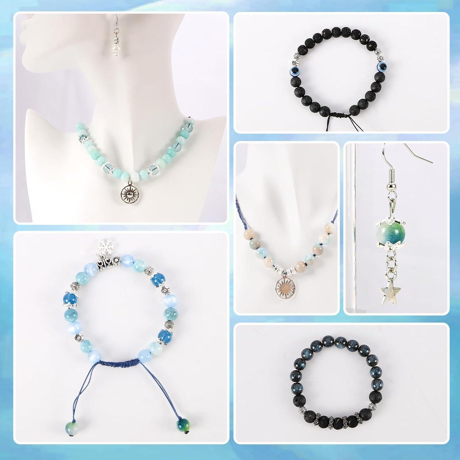 Kit de Joyería DIY Tunmiok con 18 Perlas de Vidrio 8mm