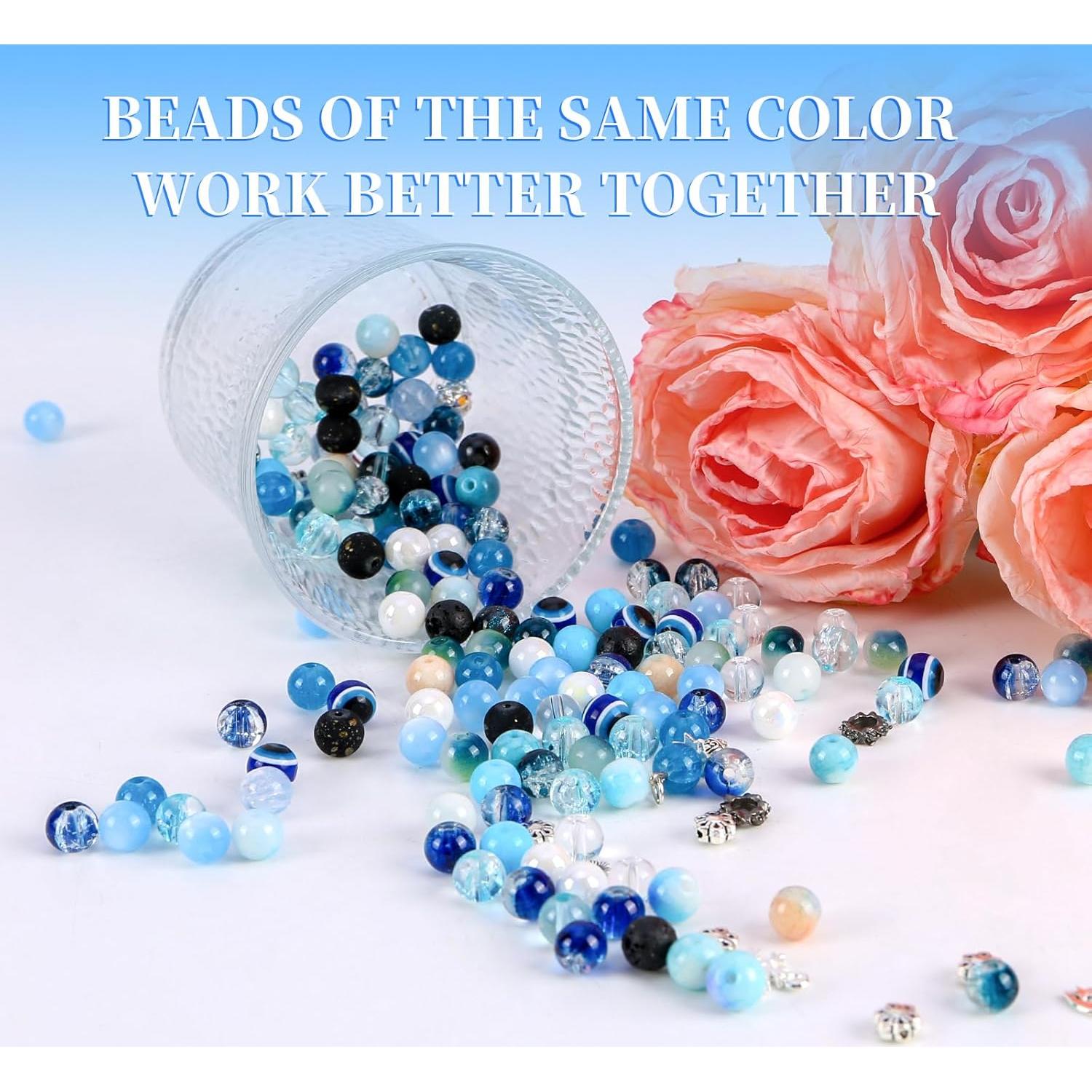 Kit de Joyería DIY Tunmiok con 18 Perlas de Vidrio 8mm