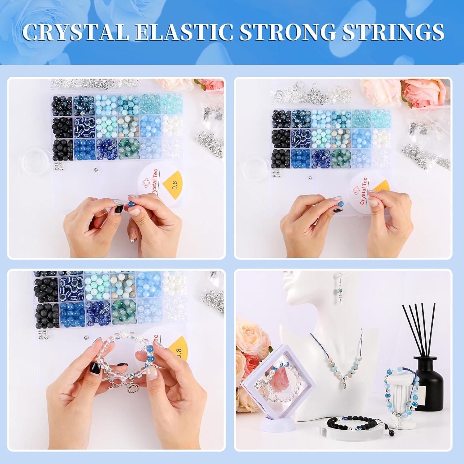 Kit de Joyería DIY Tunmiok con 18 Perlas de Vidrio 8mm