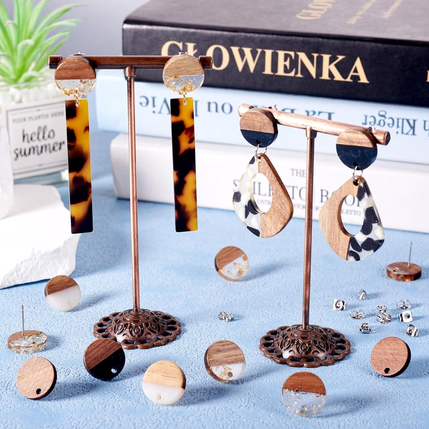 30 Piezas Studs de Madera de Nogal y Resina PH PandaHall 15mm