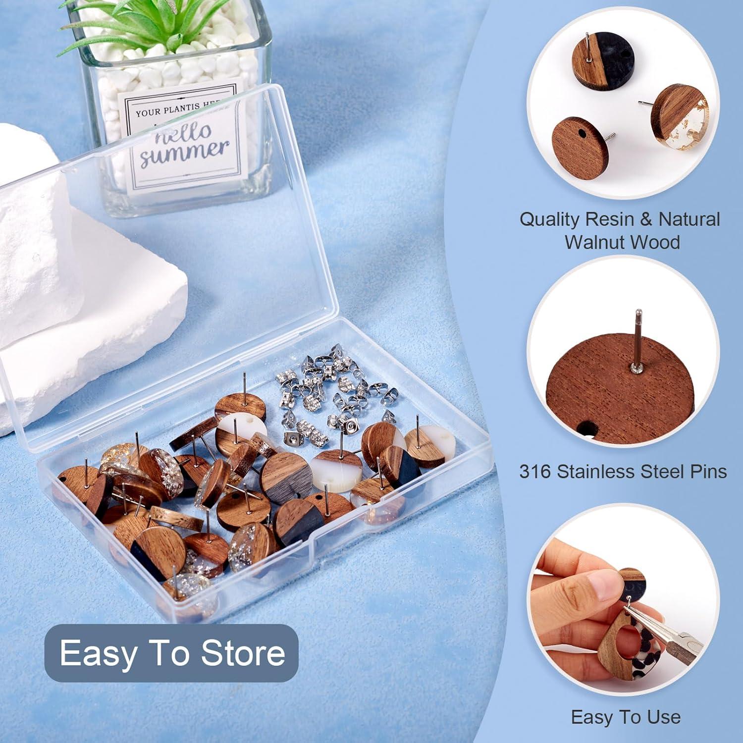 30 Piezas Studs de Madera de Nogal y Resina PH PandaHall 15mm