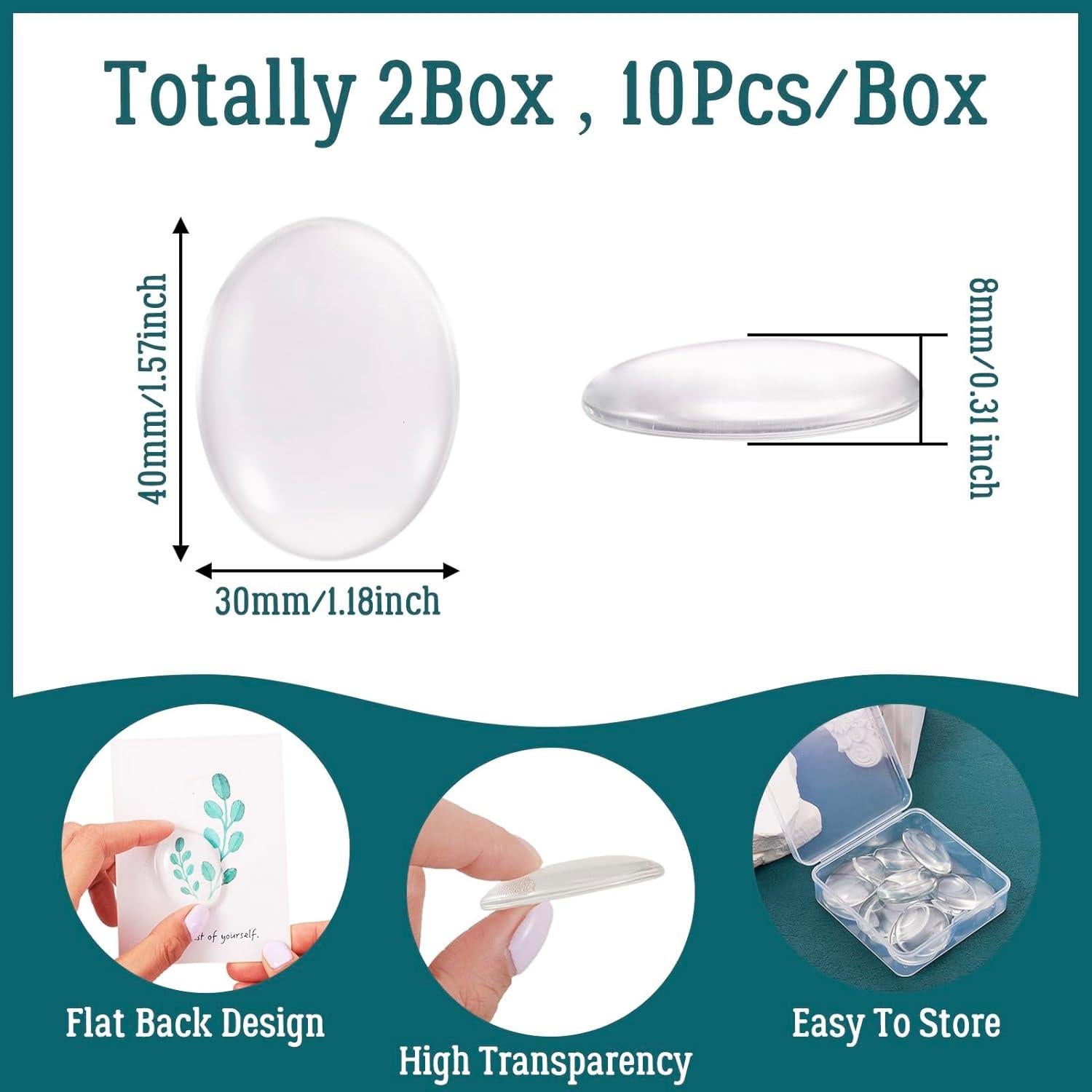 20 Cabochones de Vidrio Ovalados Beadthoven 40x30mm DIY Joyería