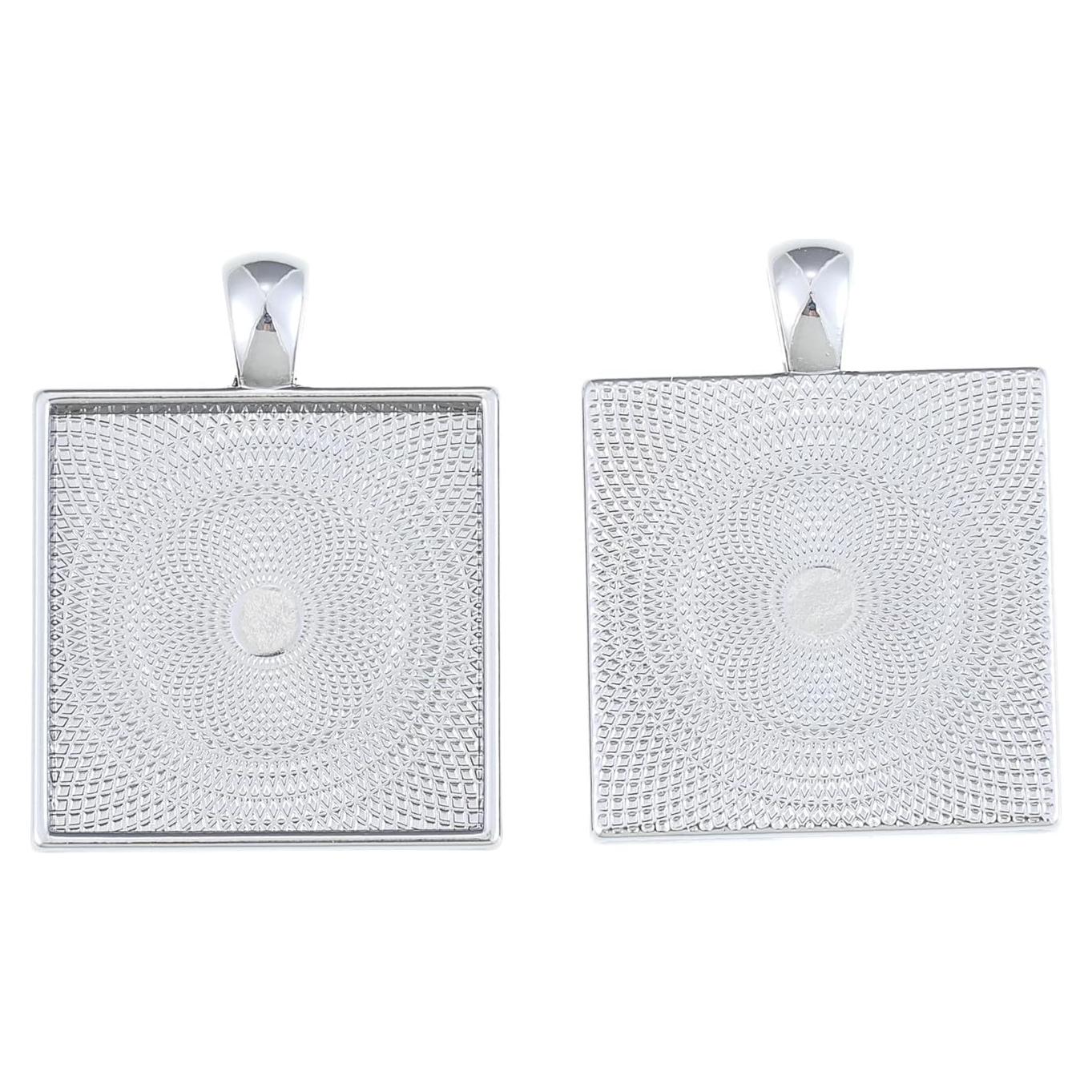 20pcs Base de Pendientes Cuadrados 25mm Bronce Plateado SHUNAE