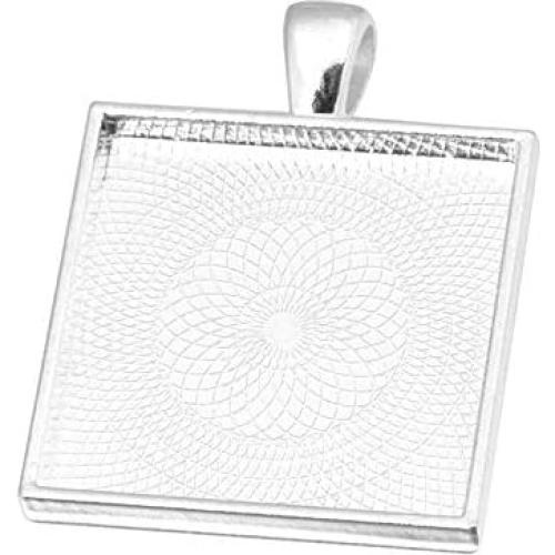 20pcs Base de Pendientes Cuadrados 25mm Bronce Plateado SHUNAE