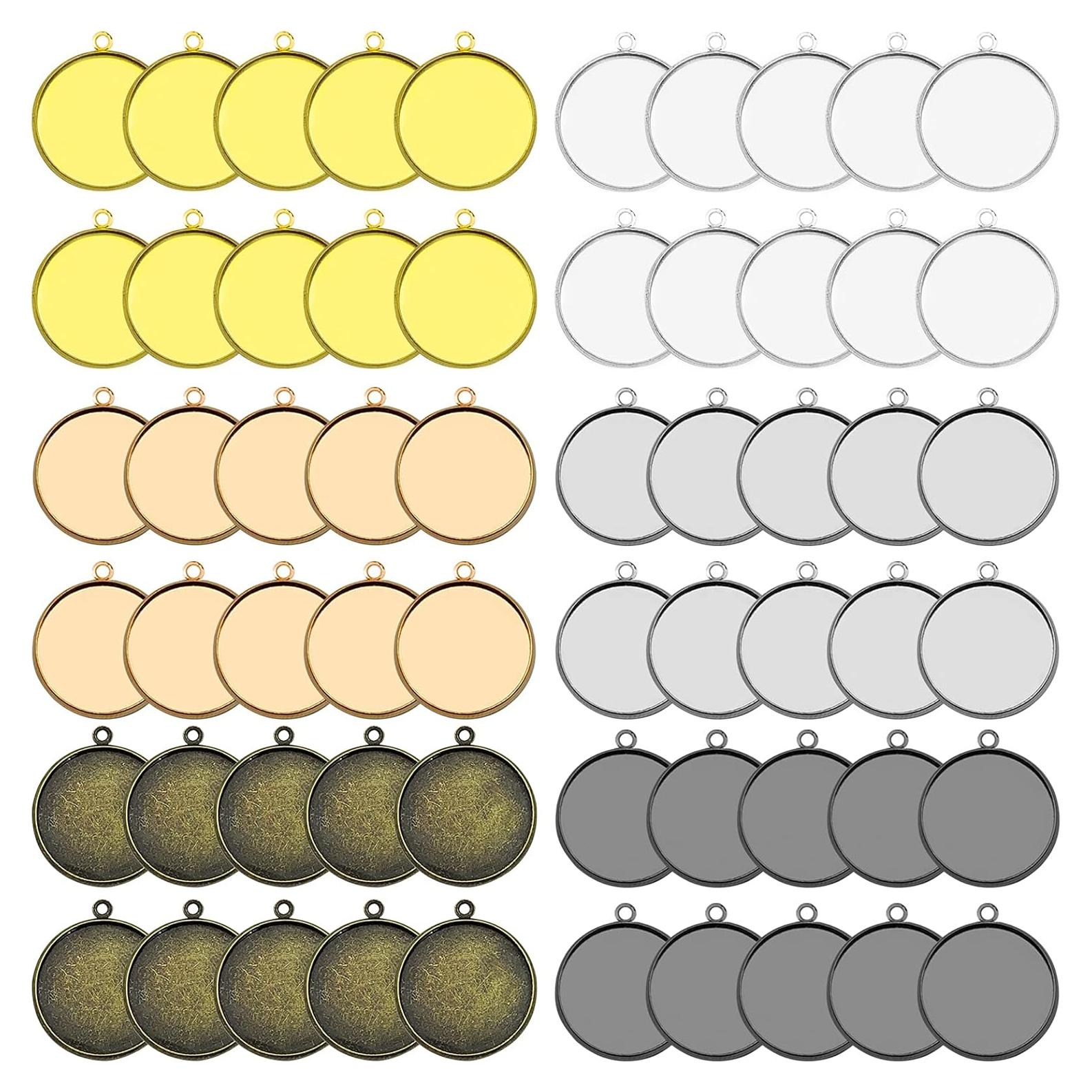 Bandejas de Colgante Redondas Oubaka 60Pcs 20mm Blanco DIY