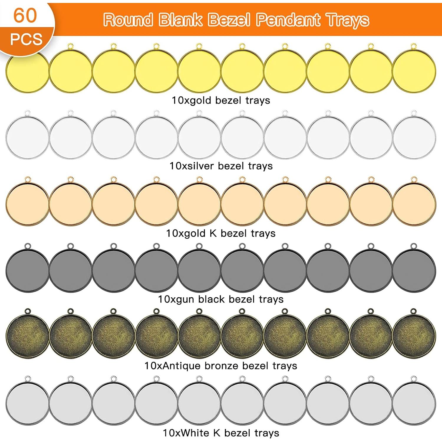 Bandejas de Colgante Redondas Oubaka 60Pcs 20mm Blanco DIY