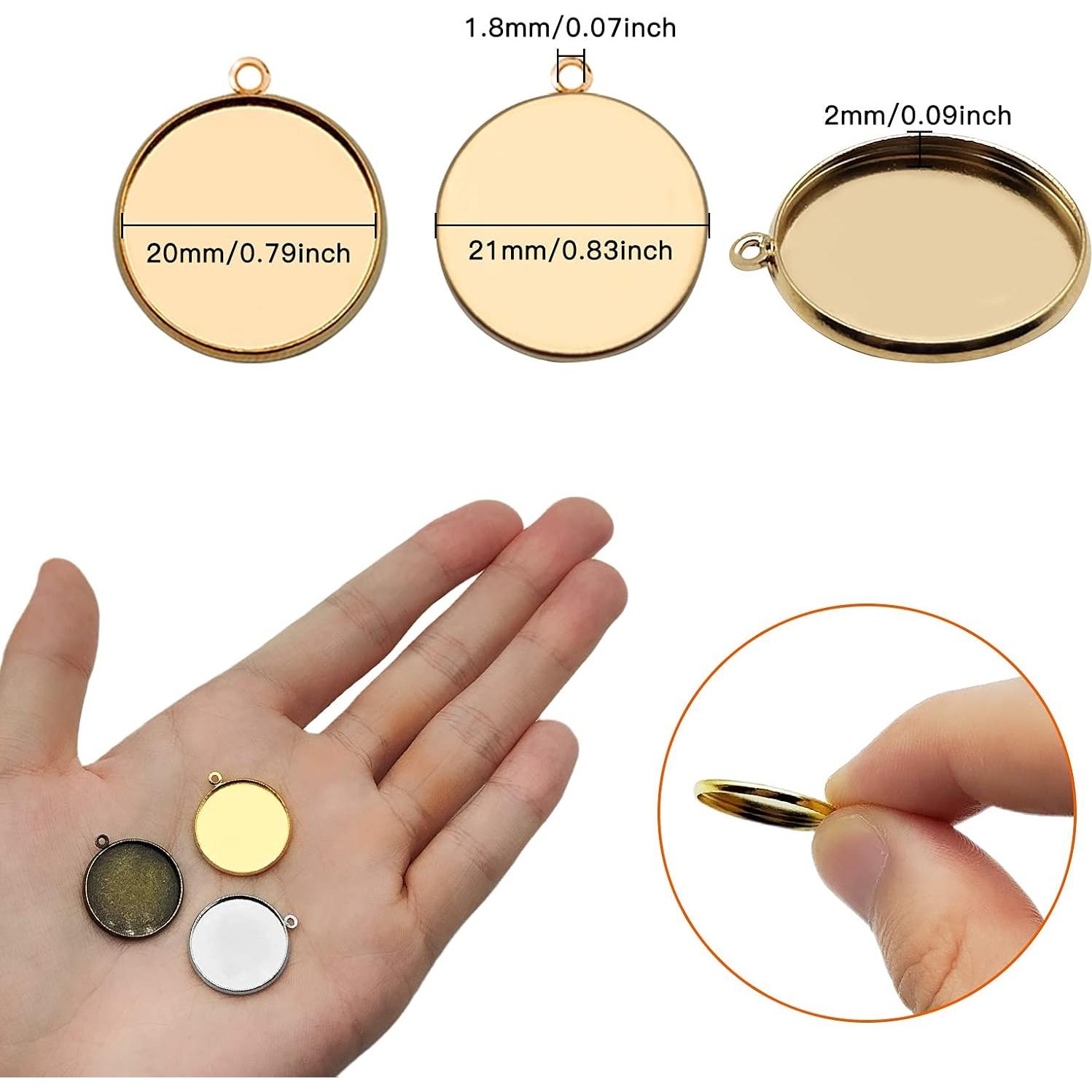 Bandejas de Colgante Redondas Oubaka 60Pcs 20mm Blanco DIY