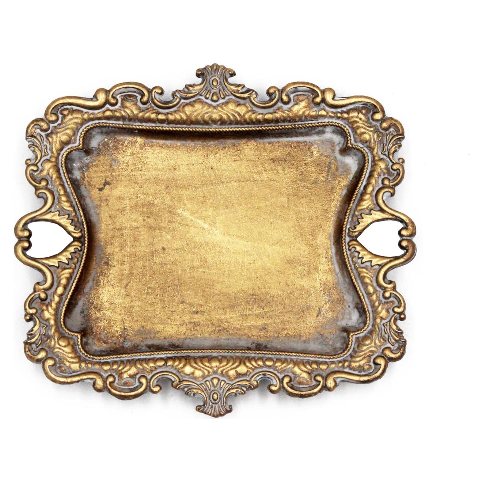 Bandeja de Anillos Dorada Vintage Tstarer 13.5x11.4cm