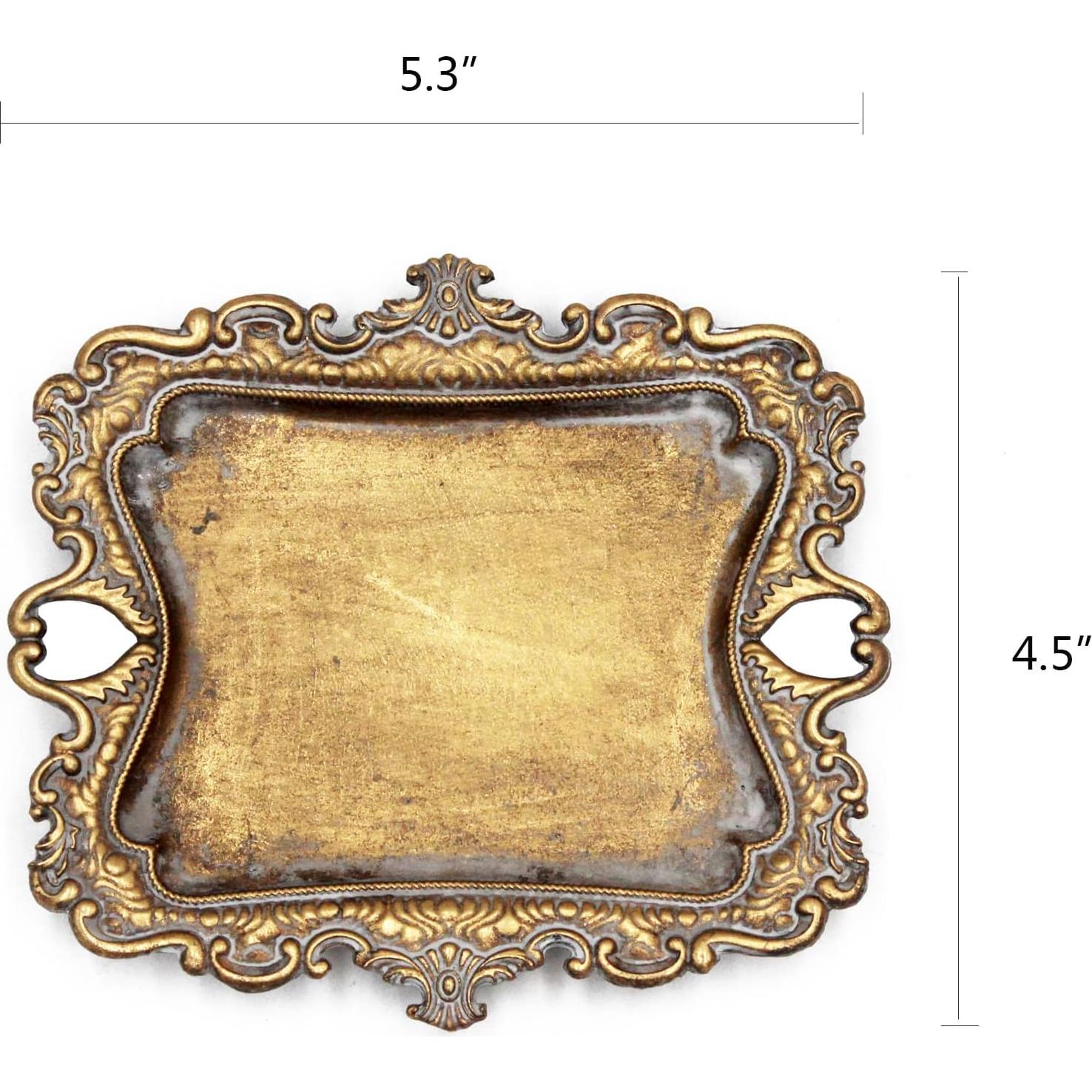 Bandeja de Anillos Dorada Vintage Tstarer 13.5x11.4cm