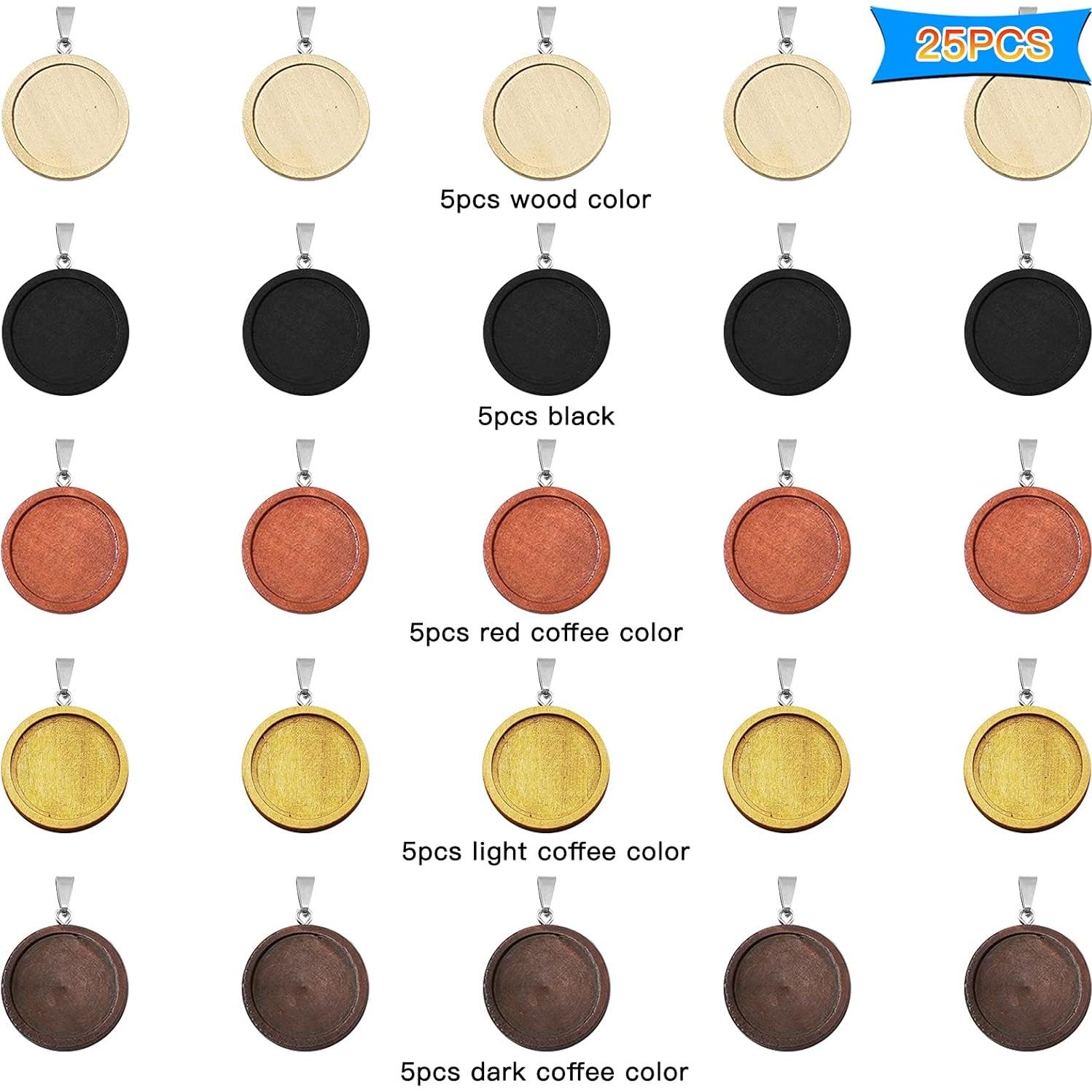 25 Bandejas de Colgante de Madera Ximalun 25mm 5 Colores