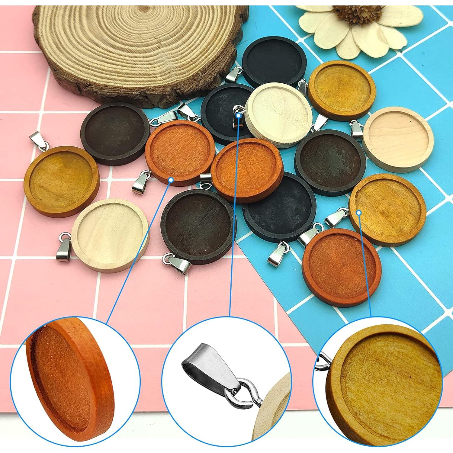 25 Bandejas de Colgante de Madera Ximalun 25mm 5 Colores