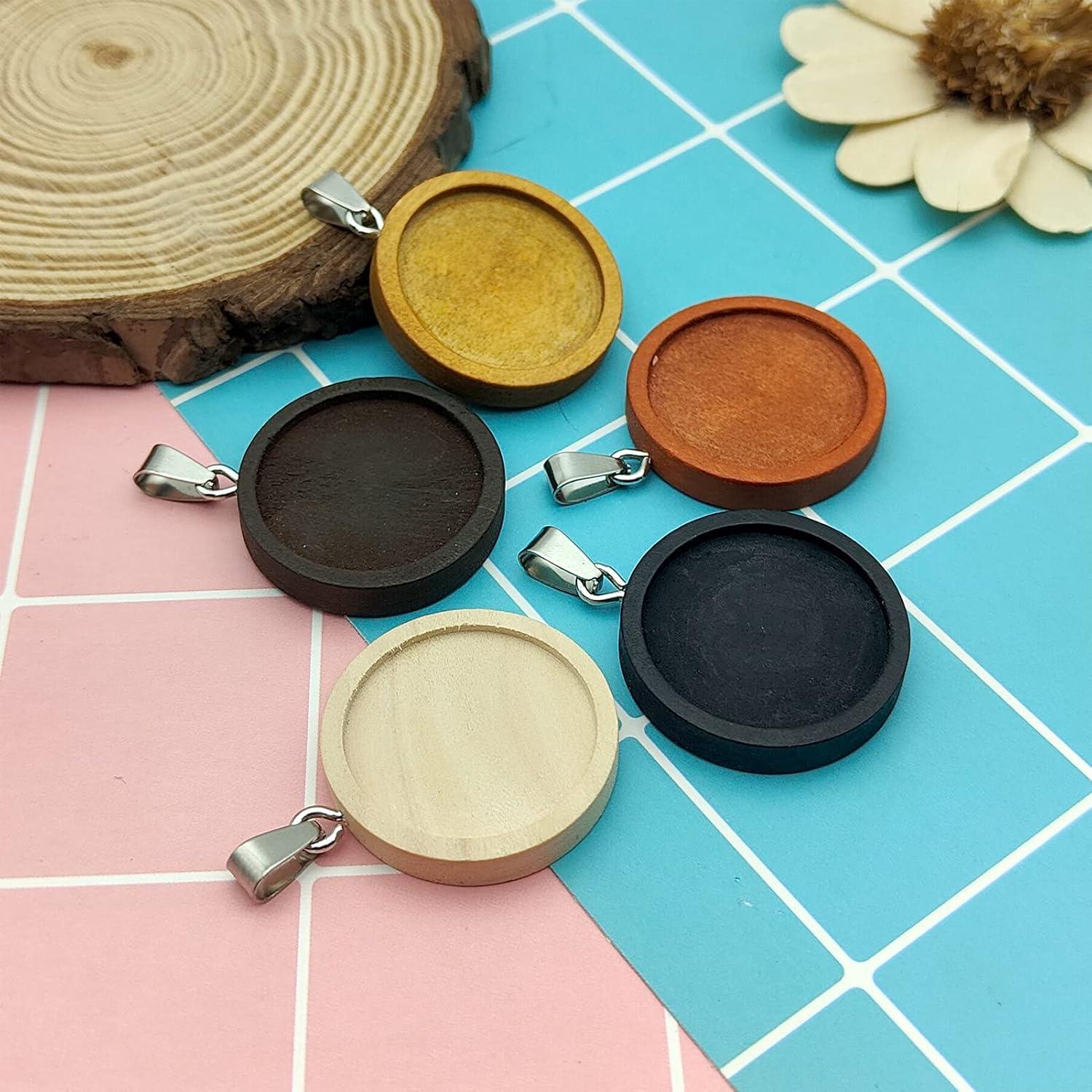 25 Bandejas de Colgante de Madera Ximalun 25mm 5 Colores