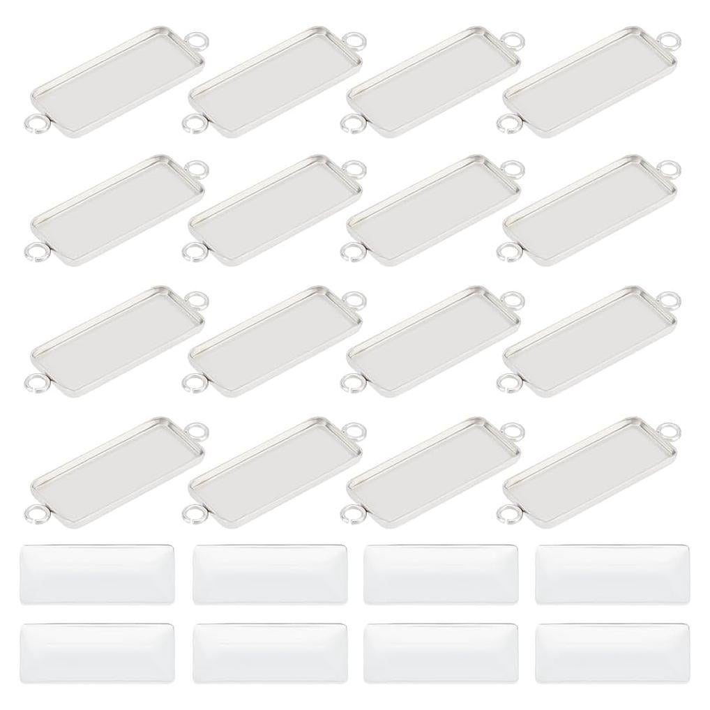 20 Sets Cabochones Pendientes UNICRAFTALE Acero Inoxidable 25x10mm