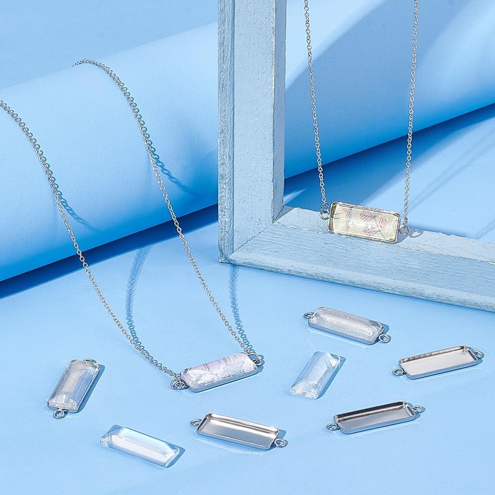 20 Sets Cabochones Pendientes UNICRAFTALE Acero Inoxidable 25x10mm