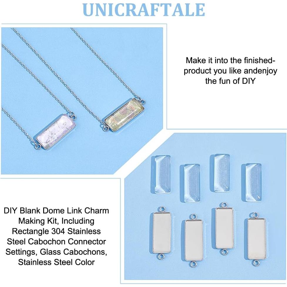 20 Sets Cabochones Pendientes UNICRAFTALE Acero Inoxidable 25x10mm