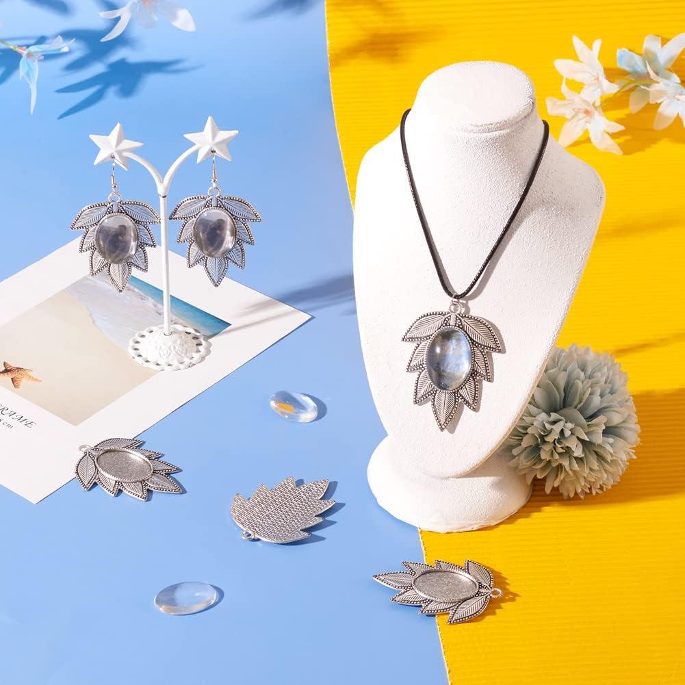 Set de Colgantes Bezel Pandahall 6 Piezas Hoja Plata Antigua 18x25mm