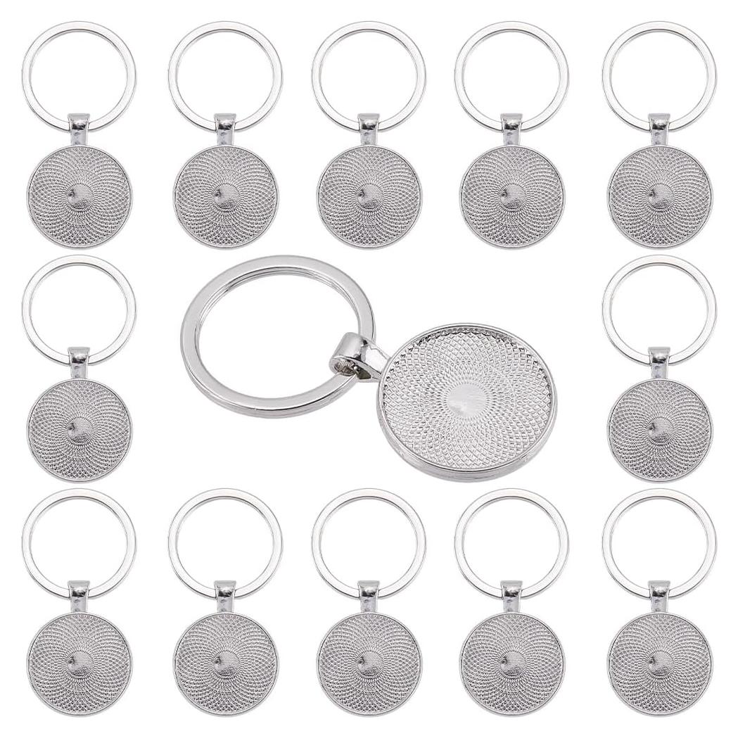 Llaveros en Blanco 20Pcs SUNNYCLUE 25mm Metal DIY Decoración