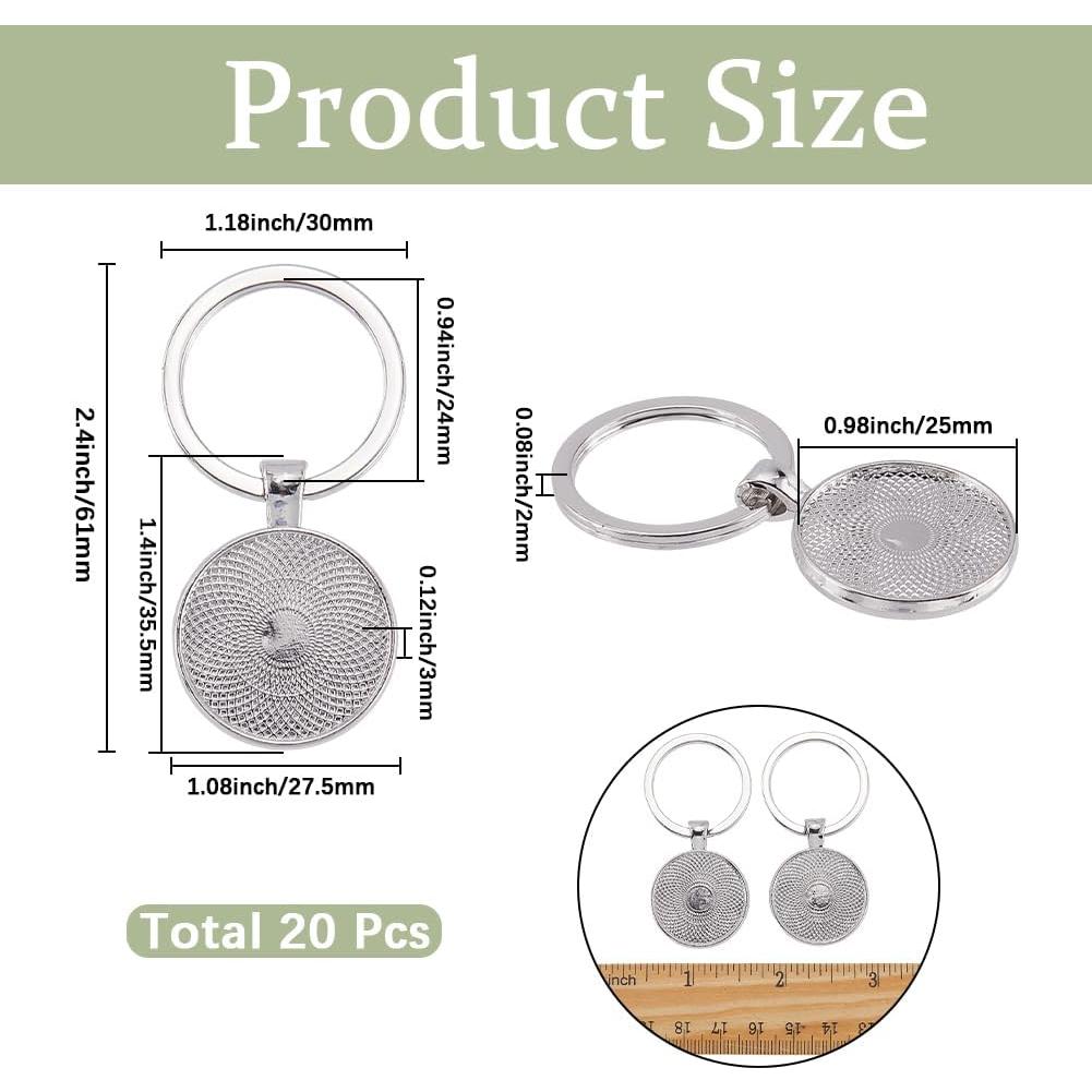 Llaveros en Blanco 20Pcs SUNNYCLUE 25mm Metal DIY Decoración
