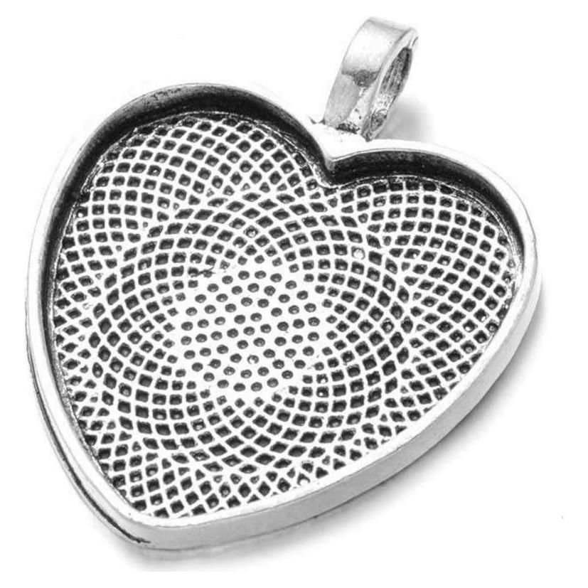 24 Bandejas Colgantes Corazón Plata Antigua 25mm AKOAK