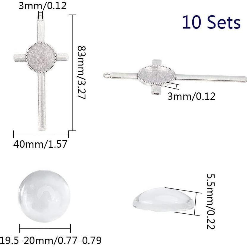 Juegos de Pendientes DIY arricraft 10pcs Cruz Plata Antigua