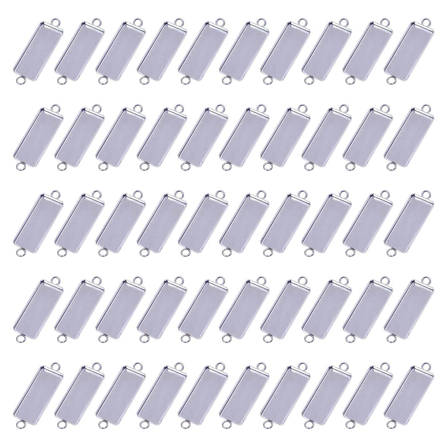 Bandejas de Colgante Rectangulares Shapenty Acero Inoxidable 25x10mm 50PCS