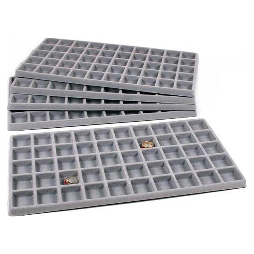 Bandeja de Exhibición de Joyería FindingKing 50 Compartimentos Gris