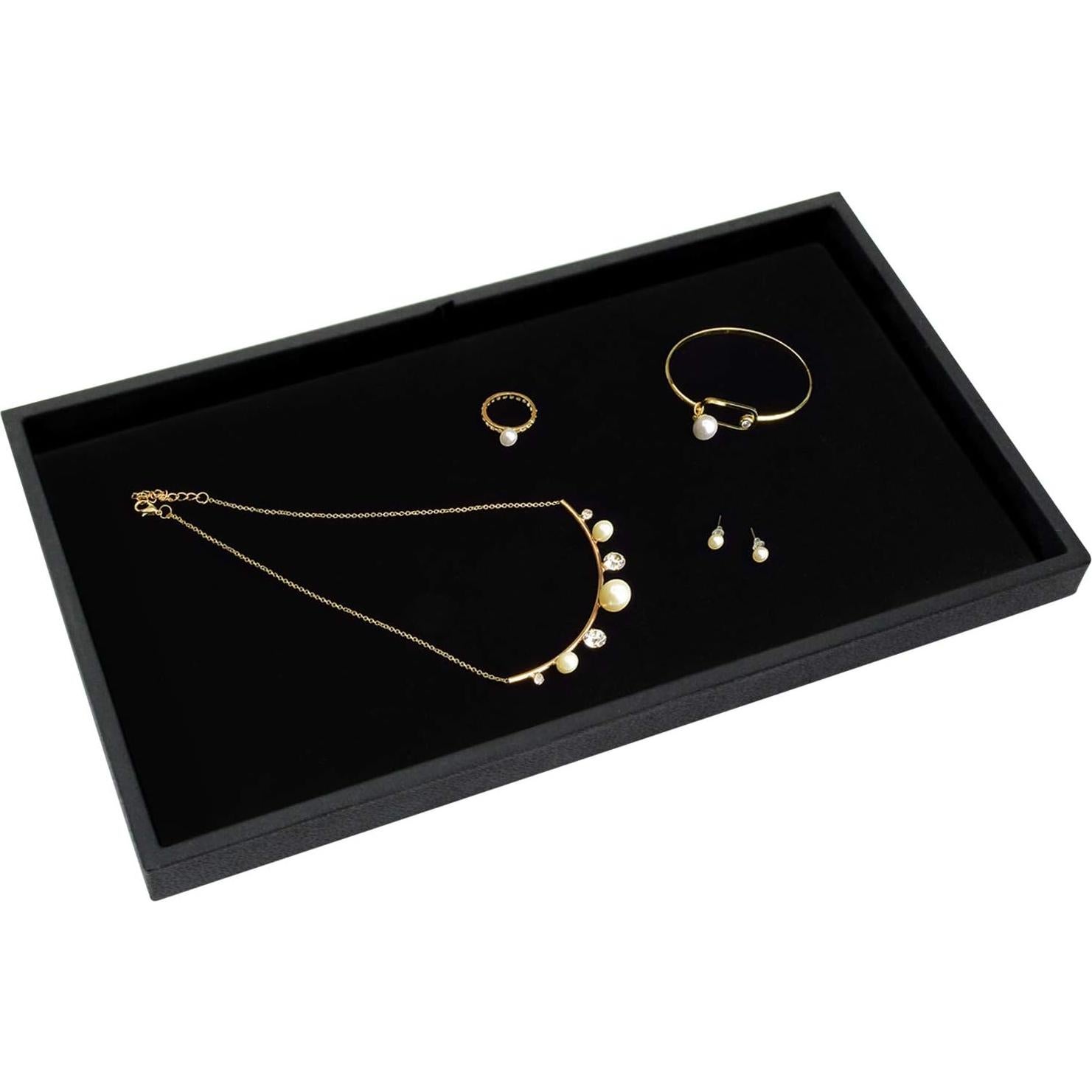 Bandeja de Exhibición de Joyería MOOCA 6 Pcs Terciopelo Negro 35.5x19cm