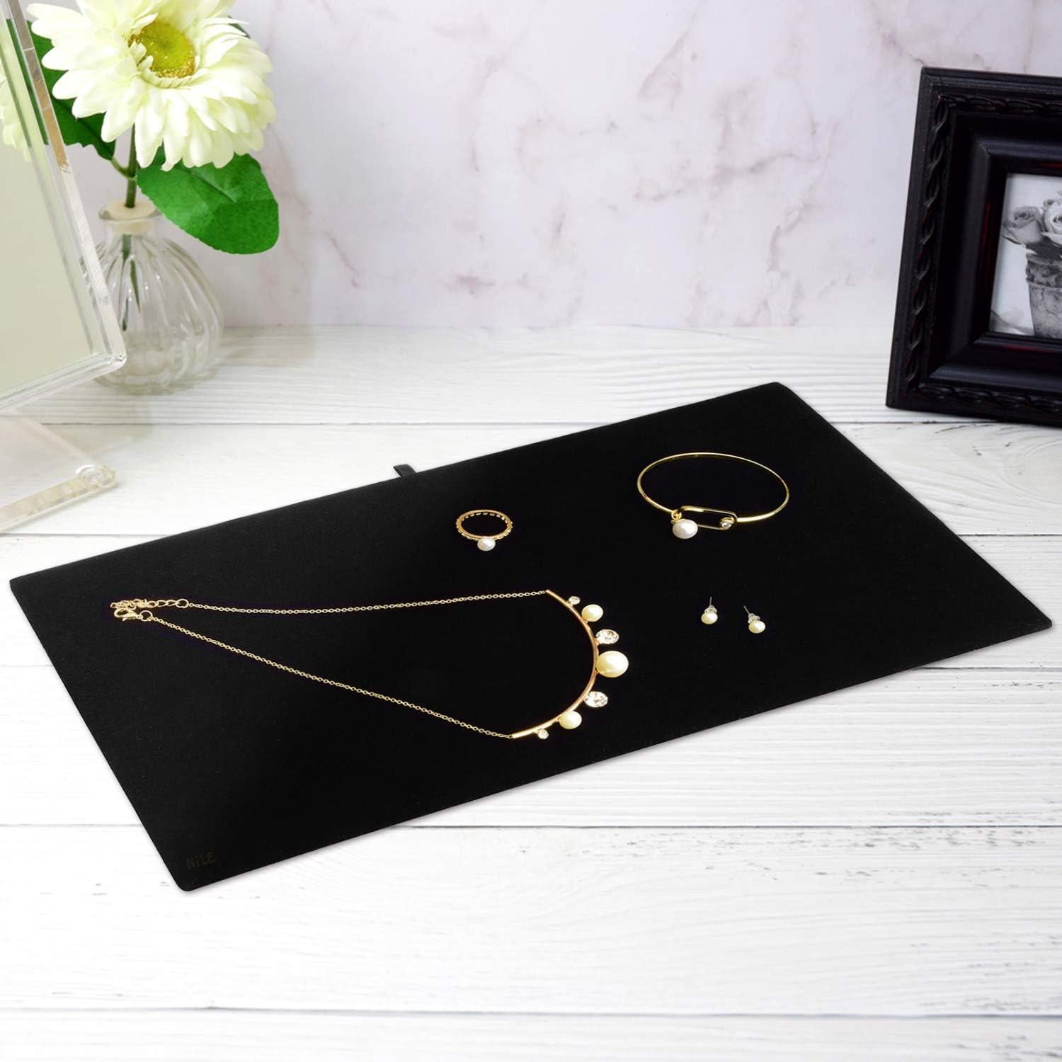 Bandeja de Exhibición de Joyería MOOCA 6 Pcs Terciopelo Negro 35.5x19cm