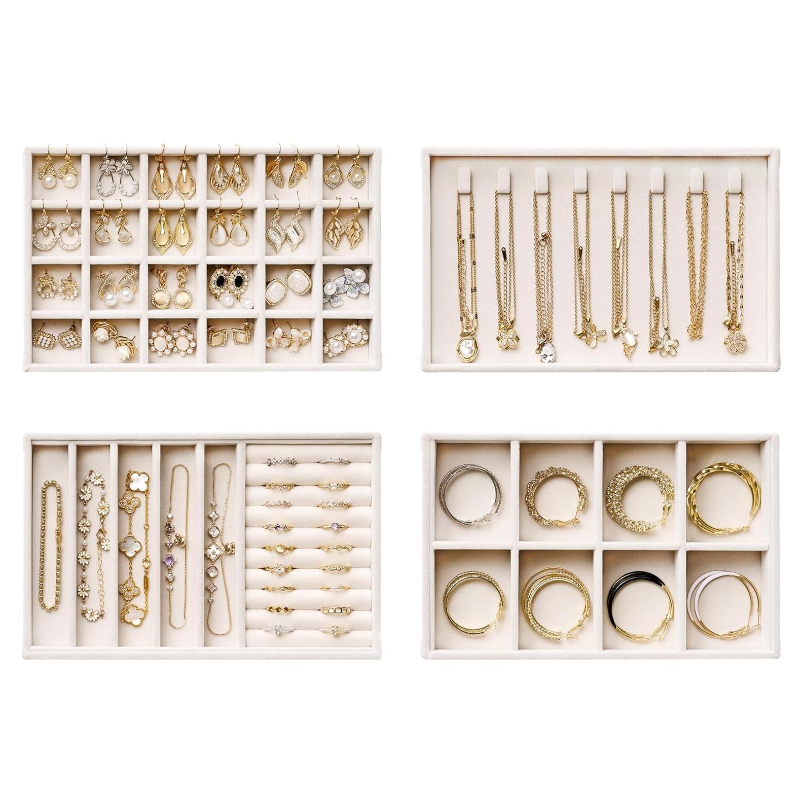Organizador de Joyas Beige Pickpiff - 4 Bandejas Apilables