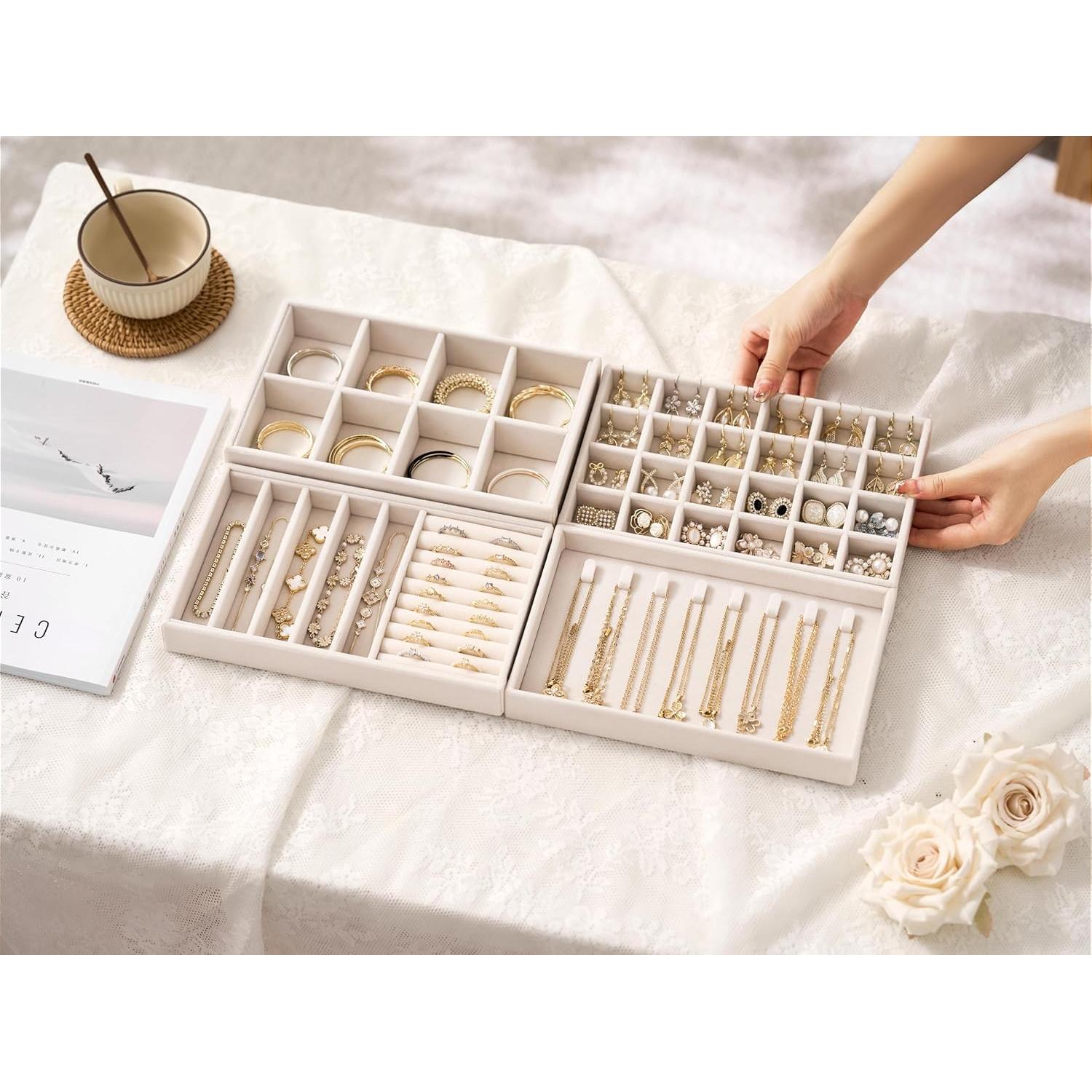 Organizador de Joyas Beige Pickpiff - 4 Bandejas Apilables