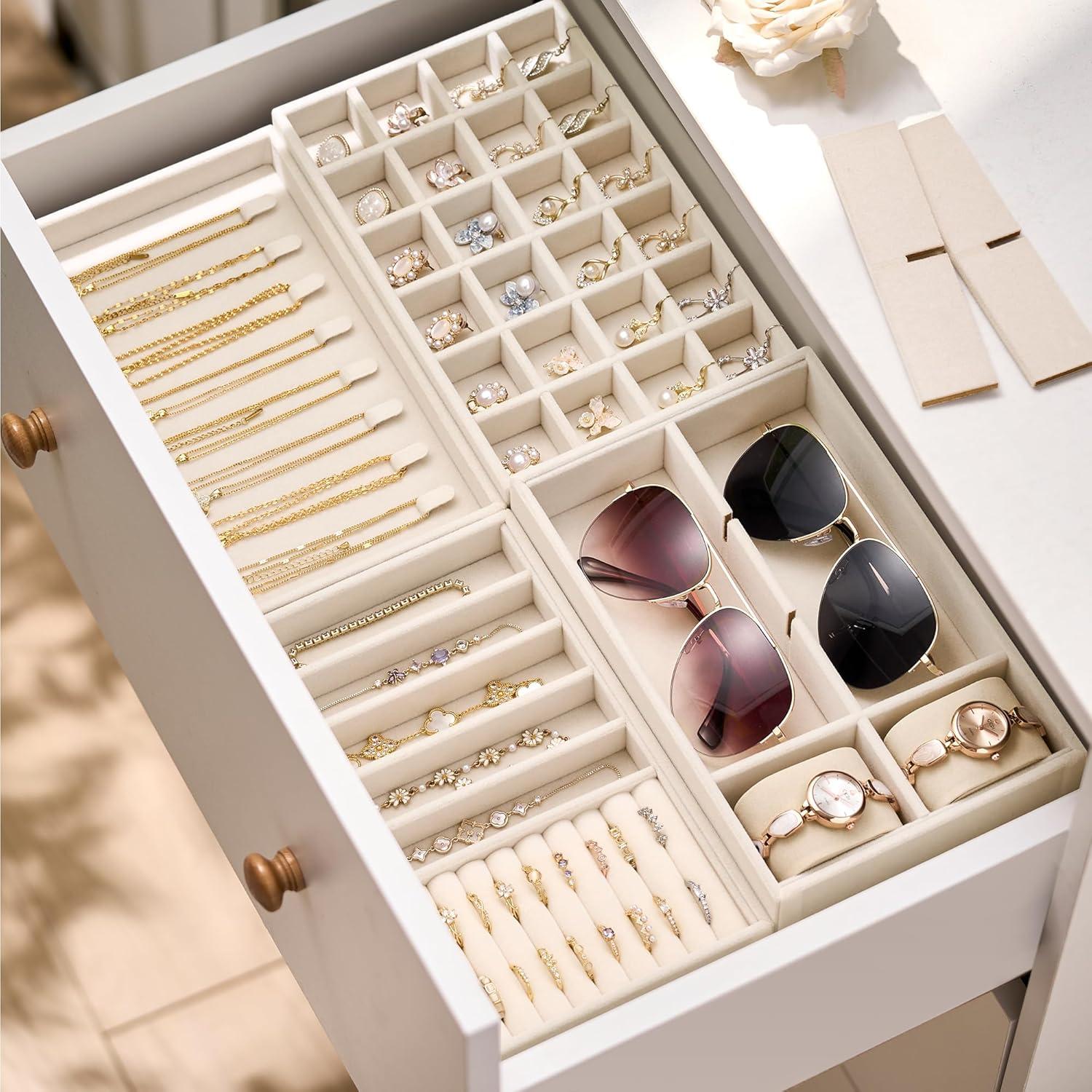 Organizador de Joyas Beige Pickpiff - 4 Bandejas Apilables