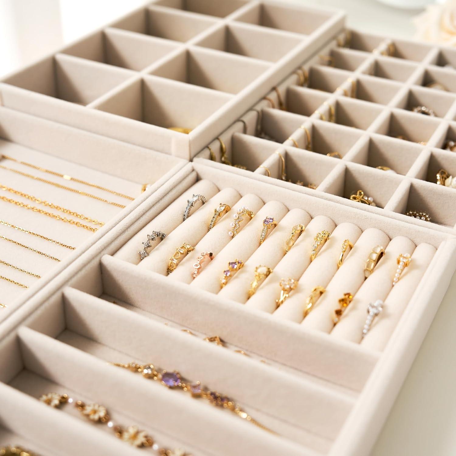 Organizador de Joyas Beige Pickpiff - 4 Bandejas Apilables