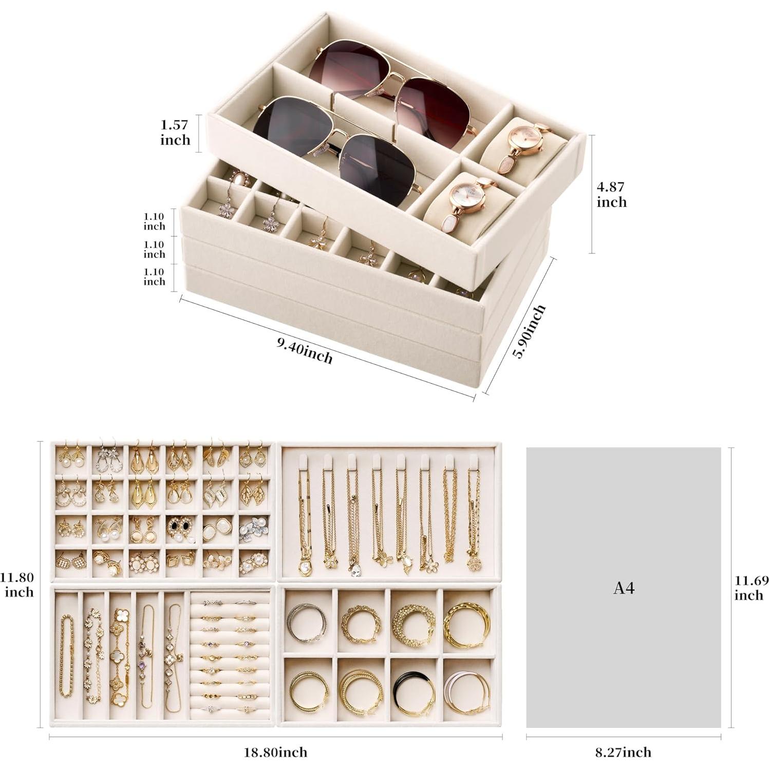 Organizador de Joyas Beige Pickpiff - 4 Bandejas Apilables