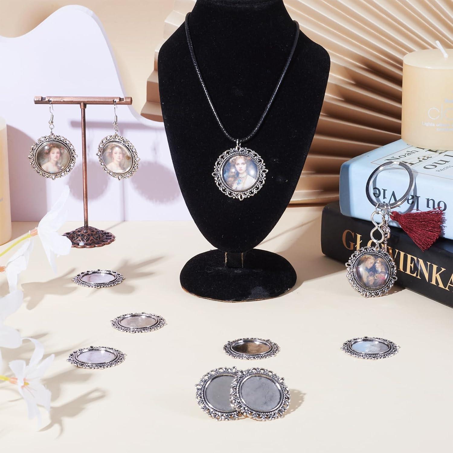 Bandejas de Colgante Bezel Craftdady 20 Piezas 20mm Plata Antigua