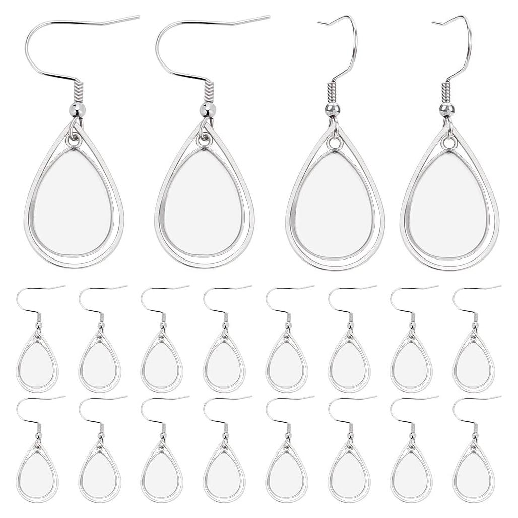 WEBEEDY 20 Pcs 13x18 mm Teardrop Cabochon Earring Setting Trays DIY Cabochon Earring Base Setting Blank Jewelry Accessories DIY Bezels for Earrings Making Supplies