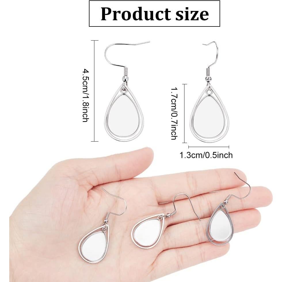 WEBEEDY 20 Pcs 13x18 mm Teardrop Cabochon Earring Setting Trays DIY Cabochon Earring Base Setting Blank Jewelry Accessories DIY Bezels for Earrings Making Supplies