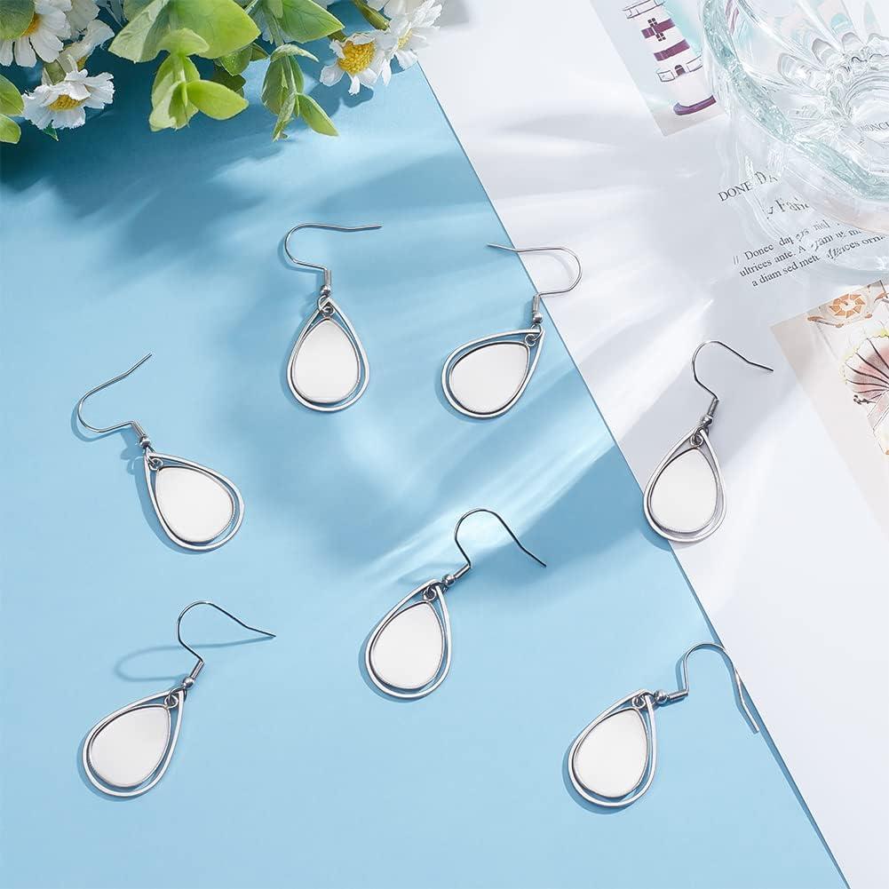 WEBEEDY 20 Pcs 13x18 mm Teardrop Cabochon Earring Setting Trays DIY Cabochon Earring Base Setting Blank Jewelry Accessories DIY Bezels for Earrings Making Supplies