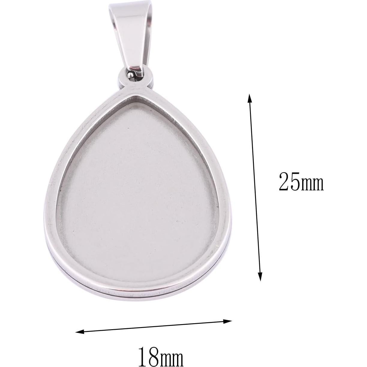 10 Piezas Base de Cabochón Gota de Agua Acero Inoxidable 18x25mm