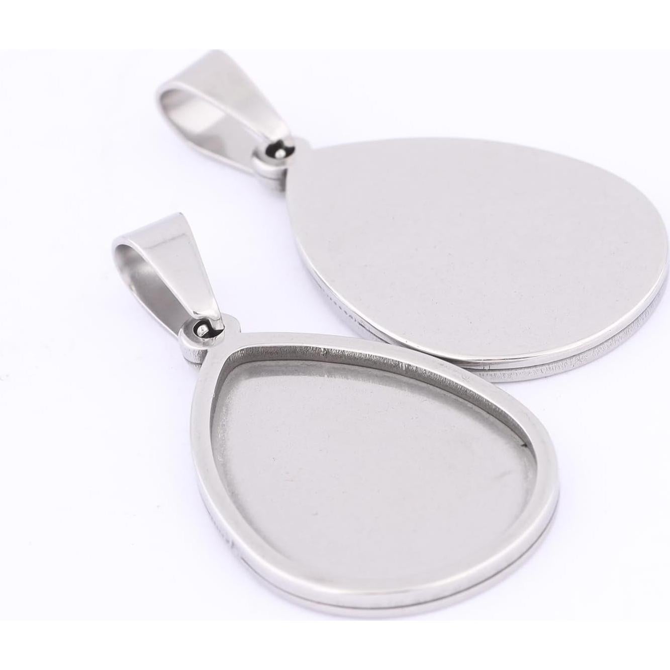 10 Piezas Base de Cabochón Gota de Agua Acero Inoxidable 18x25mm