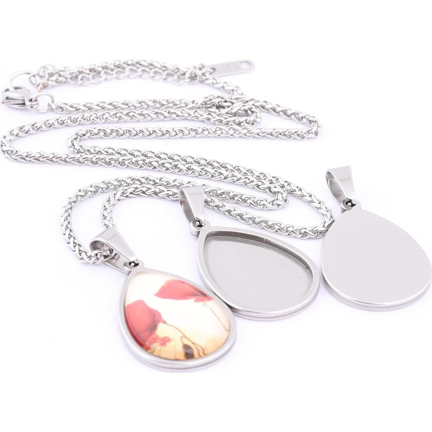 10 Piezas Base de Cabochón Gota de Agua Acero Inoxidable 18x25mm