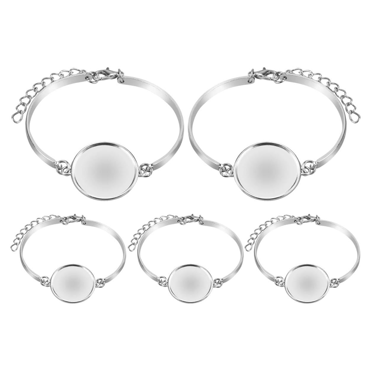 5 Pulseras Bangle Ajustables UPIQNG de Acero Inoxidable DIY