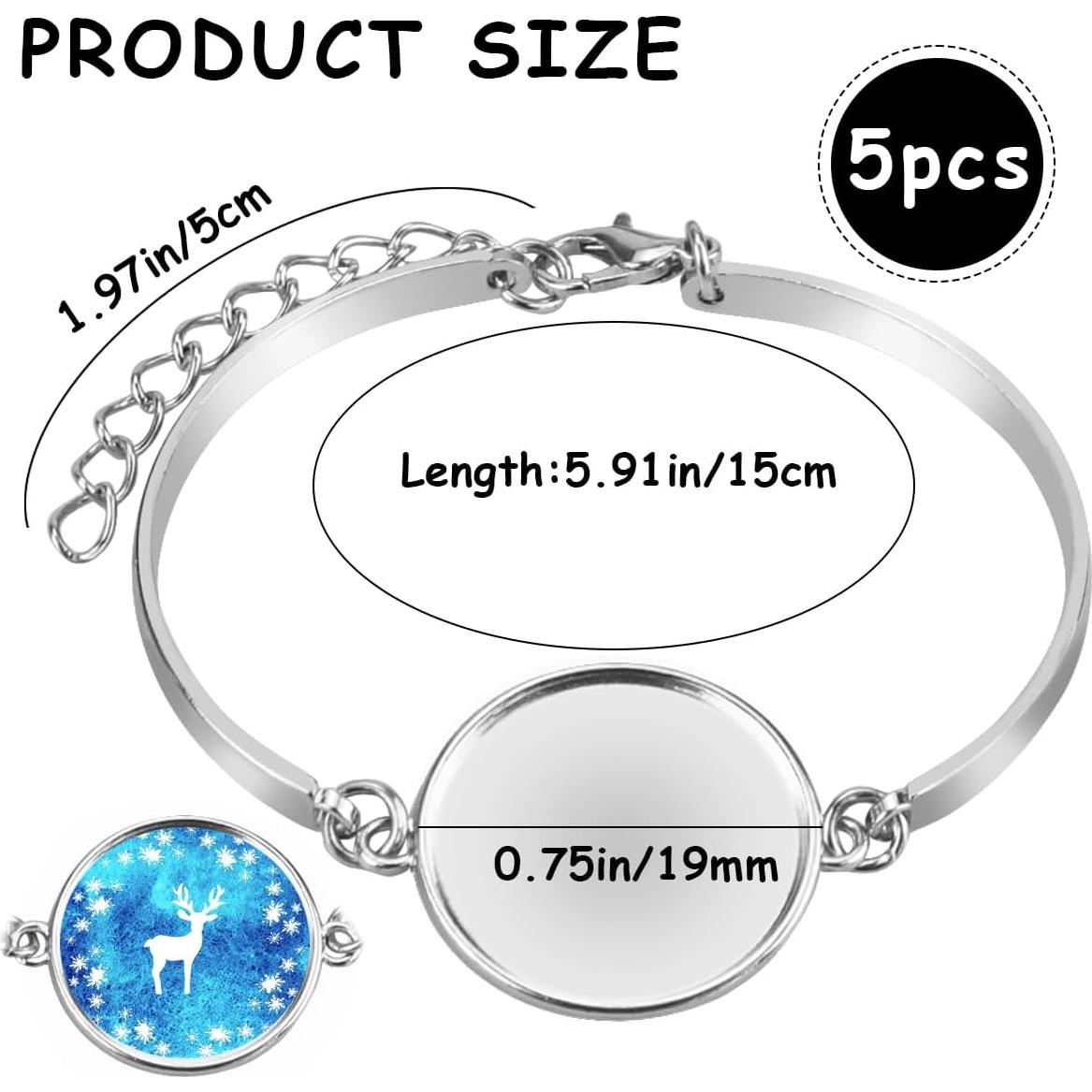 5 Pulseras Bangle Ajustables UPIQNG de Acero Inoxidable DIY