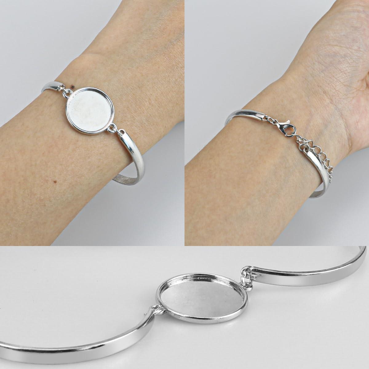 5 Pulseras Bangle Ajustables UPIQNG de Acero Inoxidable DIY