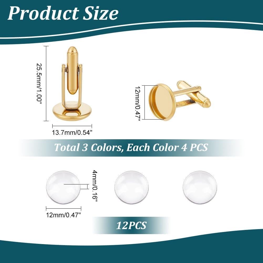 Kit de Gemelos Redondos UNICRAFTALE 12 Sets Acero Inoxidable