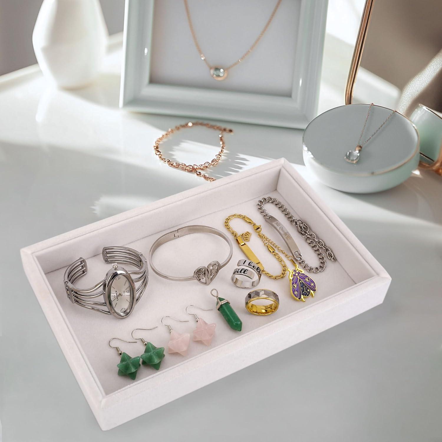 Bandeja de Joyería Mornajina 23x14.5 cm Terciopelo Beige